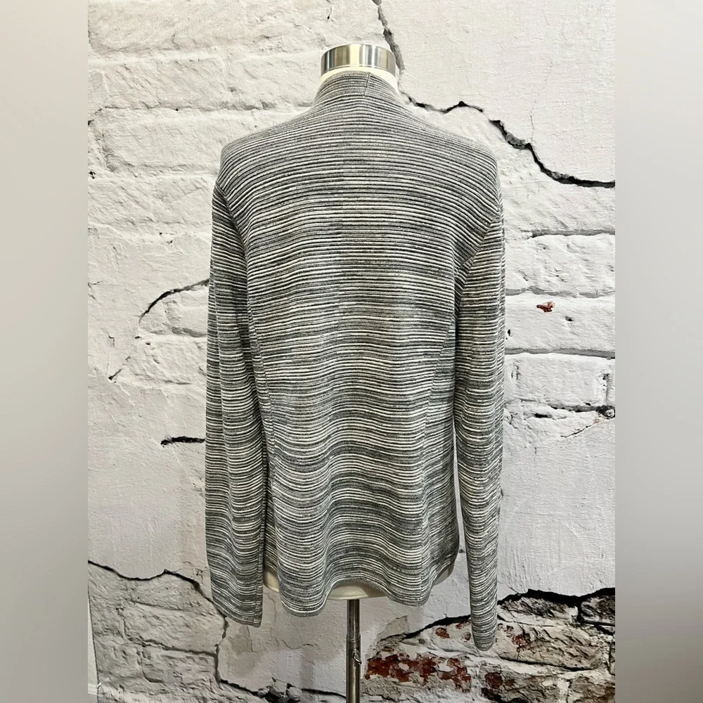 Eileen Fisher Notch Collar Cardigan Maple Oat‎ Open Front Grey Classic Work - Picture 10 of 12